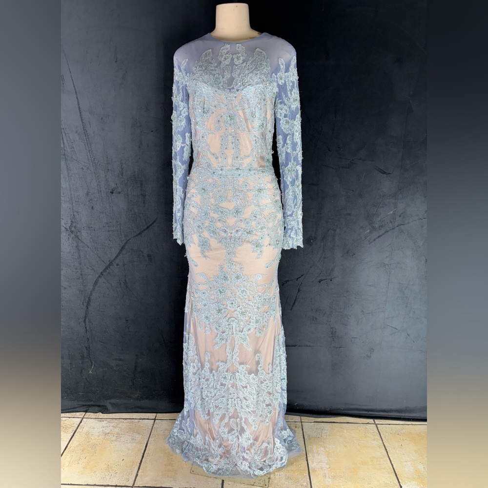 Exquisite Sheer Lace Long Sleeve Gown